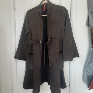 Connie Microsuede Jacket Brown Longline Women's M